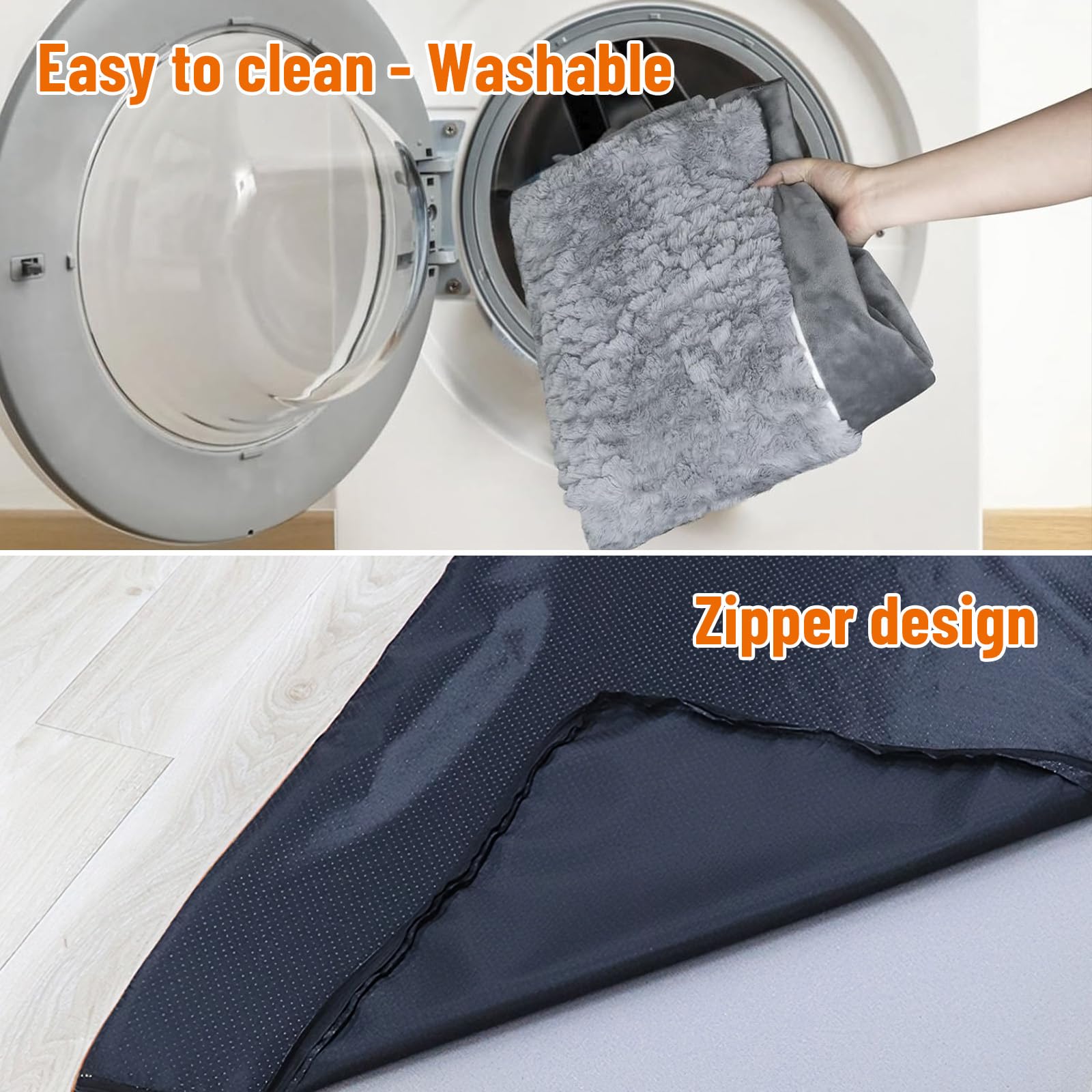 Letto per Cani Grande, 91 x 69 x 18 cm, Cuccia Cane Interno, Cuccia Divano per Cani, Cuscino Impermeabile Sfoderabile e Lavabile, Lettino per Cane con Fondo Antiscivolo, Grigio