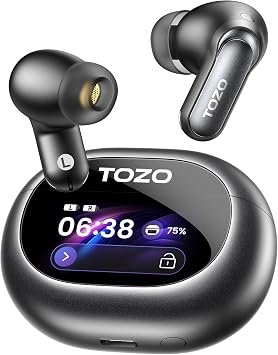 TOZO NC20 Pro Wireless Bluetooth Headphones Smart Touchscreen Adaptive ANC LDAC Hi-Res Audio mit 12mm Treibern 6 Mikrofone für klare Anrufe Gaming-Modus IPX8 Wasserschutz individuelle Steuerung per App