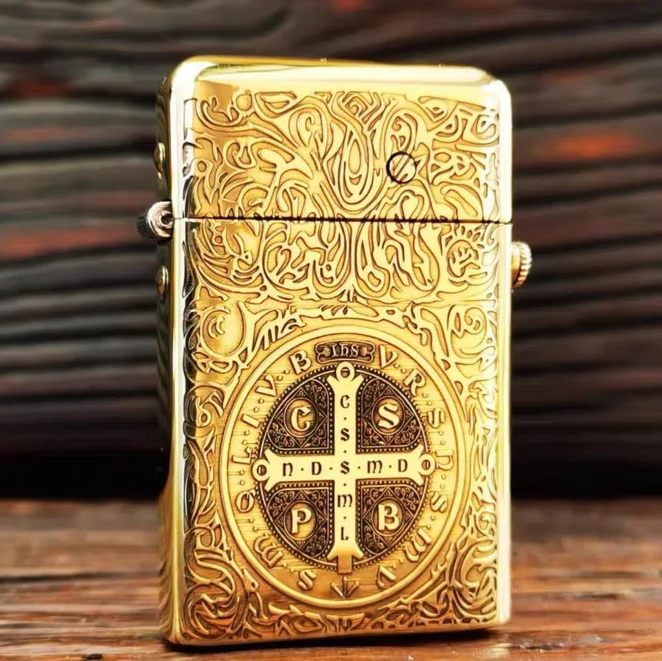 Zorro Creative Brass Kerosene Lighter, Mechanical Automatic Ejection Wheel Design, Classic Retro Style con