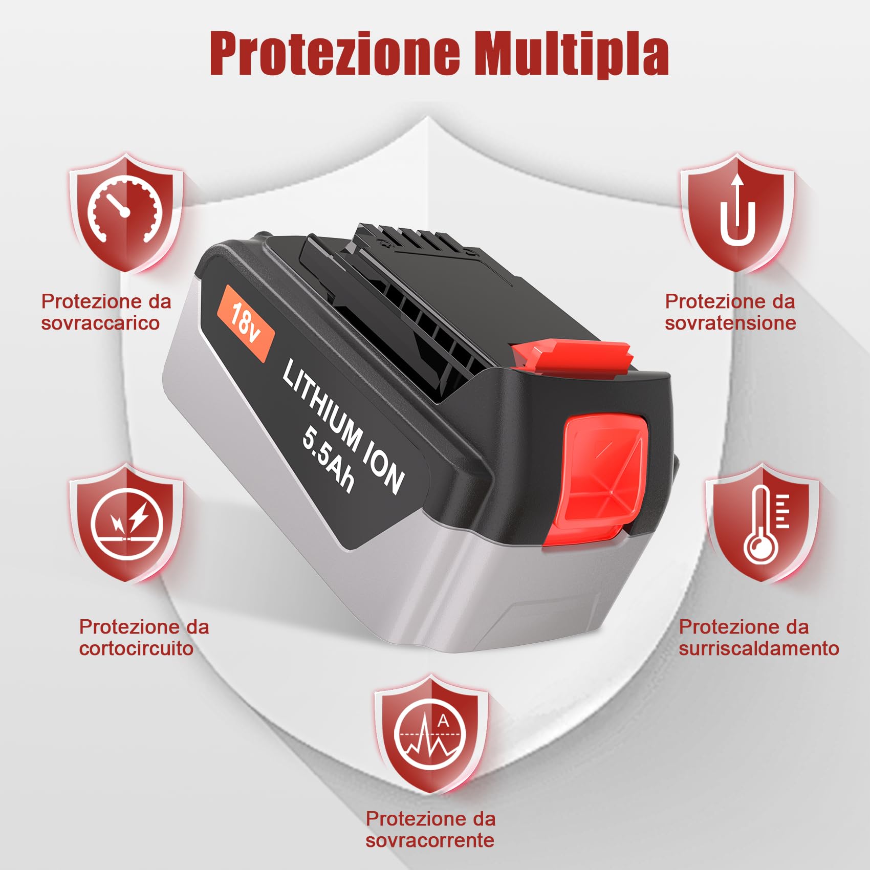 JYJZPB 5,5Ah 18V Batteria di Ricambio per Black & Decker 18V Litio Batteria BL2018 BL2018-XJ BL4018 BL1518 LB20 LBX20 194205-3 194309-1 194204-5 196399-0 196673-6 LXT-400