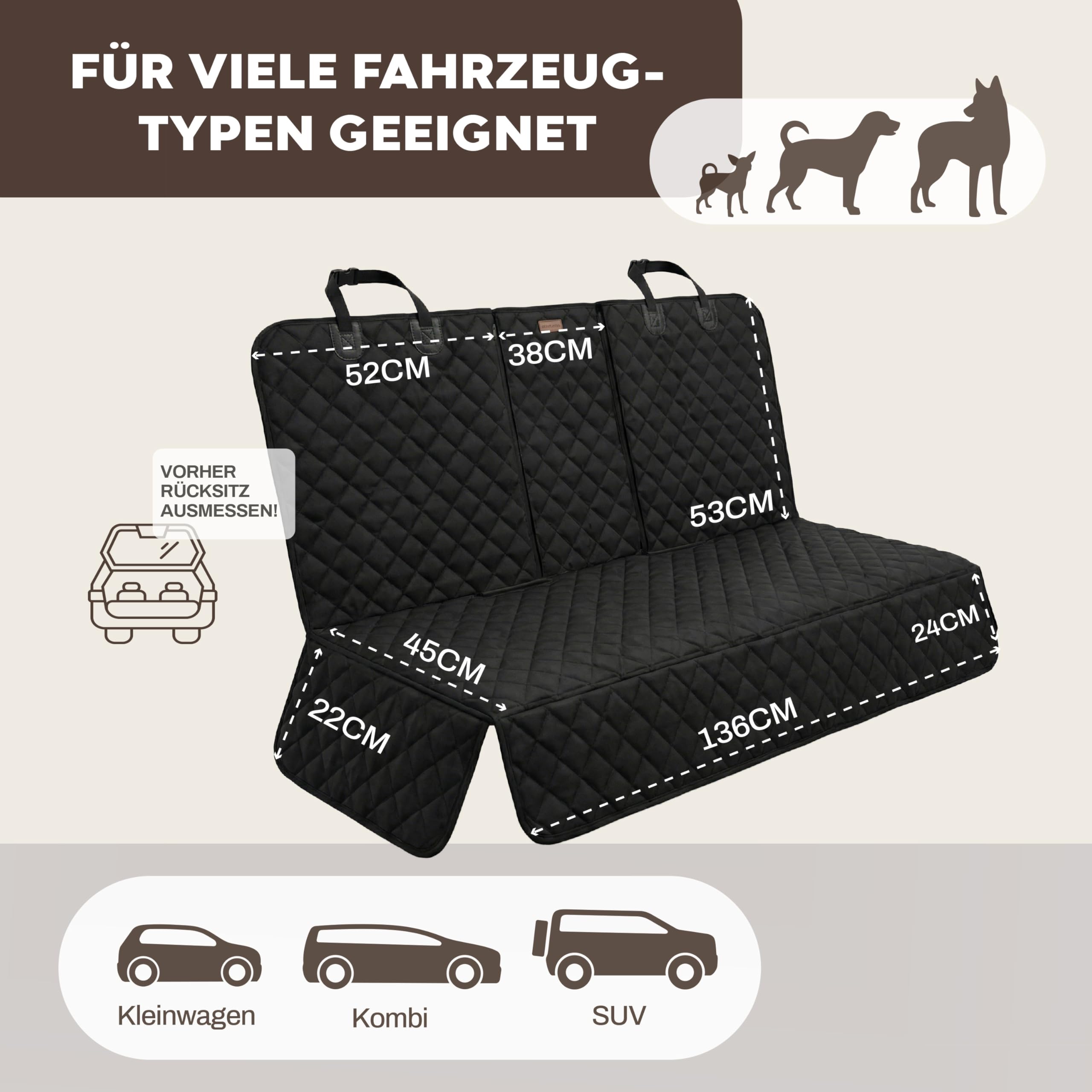 Hainberger Hundedecke Auto Rückbank, Autoschondecke Hund Rücksitz universelle Passform für viele Autos, Wasserdichter kratzfester Rücksitzbezug, rutschfeste, strapazierfähige, waschbarer Sitzbezug
