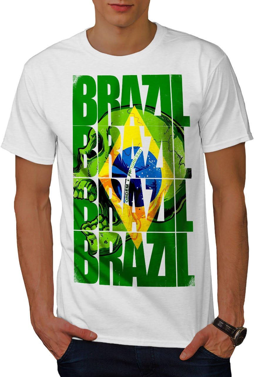 APSRA RETAILBrazil Flag Mens T-Shirt, Country Soccer Graphic Printed Tee 7492 White