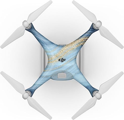 Miniatura 7 de Compatible con Drone DJI Phantom 4 - Vinilo adhesivo protector resistente a los arañazos - Vivid Agate Vein Slice Blue V10