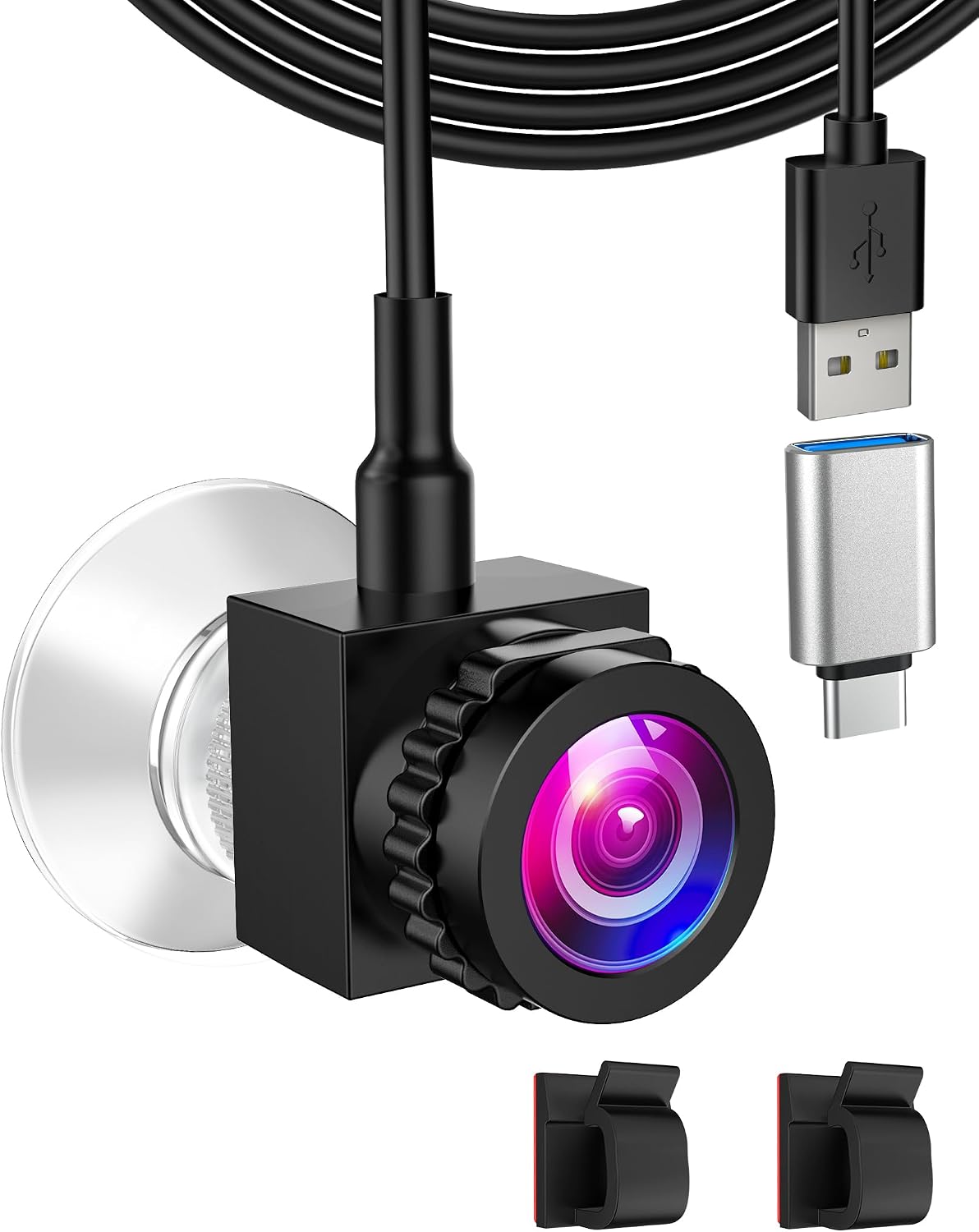 Eye Contact Webcam with Microphone 1080P Middle Screen Camera USB C/A for Center Cam PC and Laptop, Adjustable Focus, Center Screen Webcam for Windows/macOS