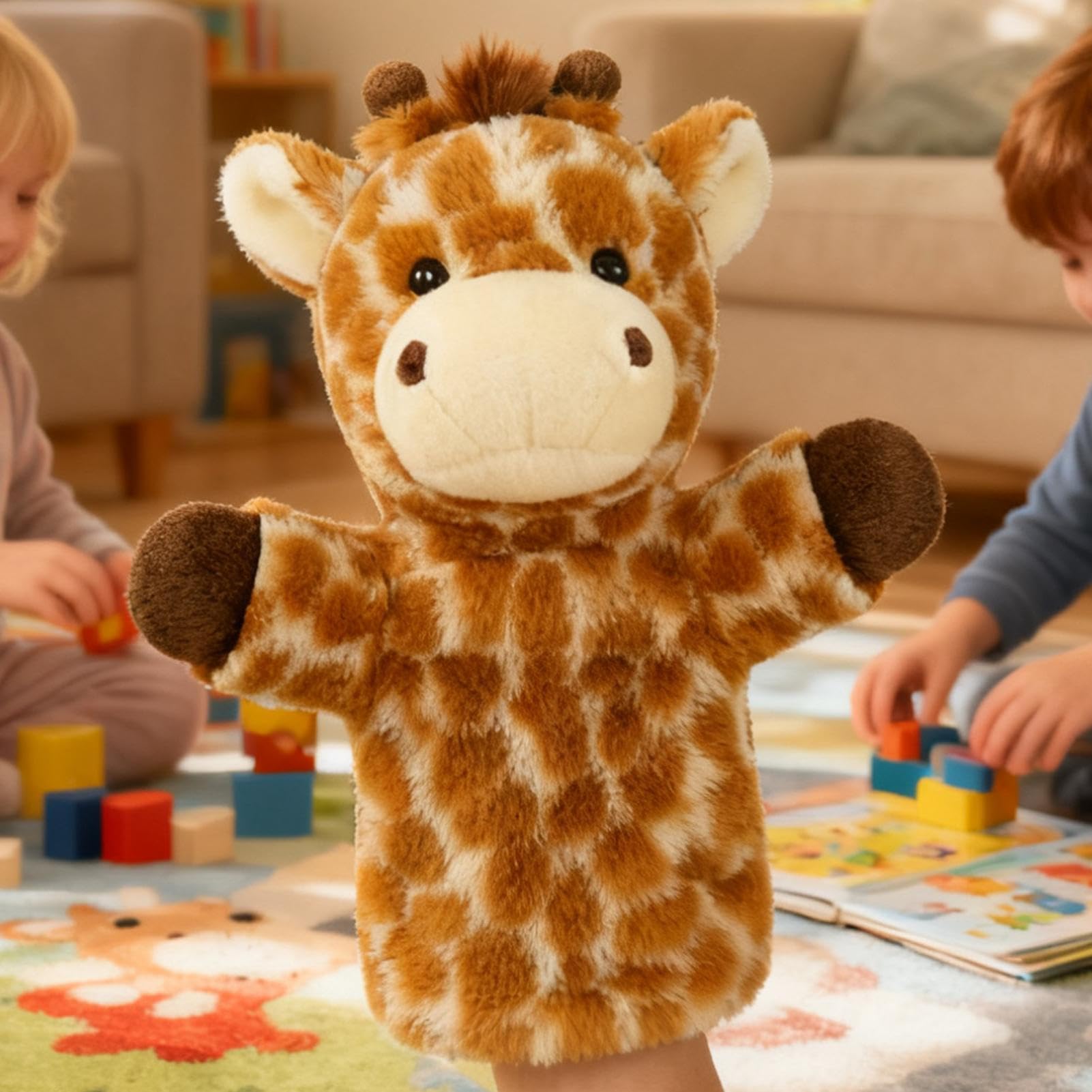 Set De Marionetas De Mano De Animales – León Y Jirafa De Peluche Para Espectáculos Infantiles Y Aula