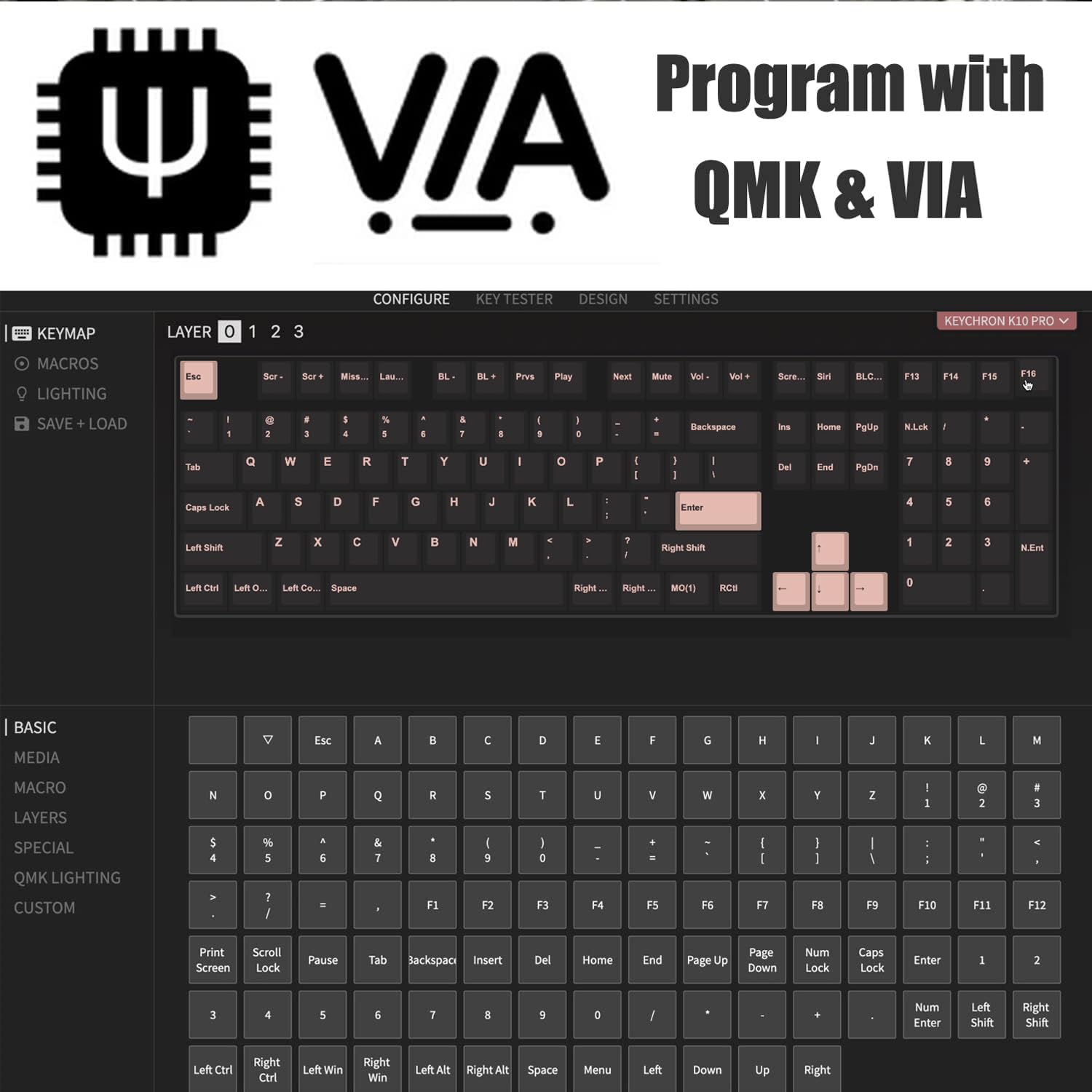 Keychron K10 Pro 100% Mise en Page Clavier Mécanique sans Fil Personnalisé, Taille réelle Hot-Swap QMK/Via Programmable, Cadres en K Pro Marron Switch pour Mac/Windows/Linux