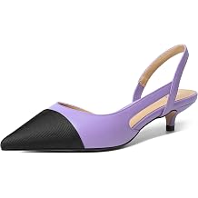 Womens Dating Slip On Pointed Toe Slingback Matte Cute Kitten Low Heel Pumps Shoes 1.5 Inch