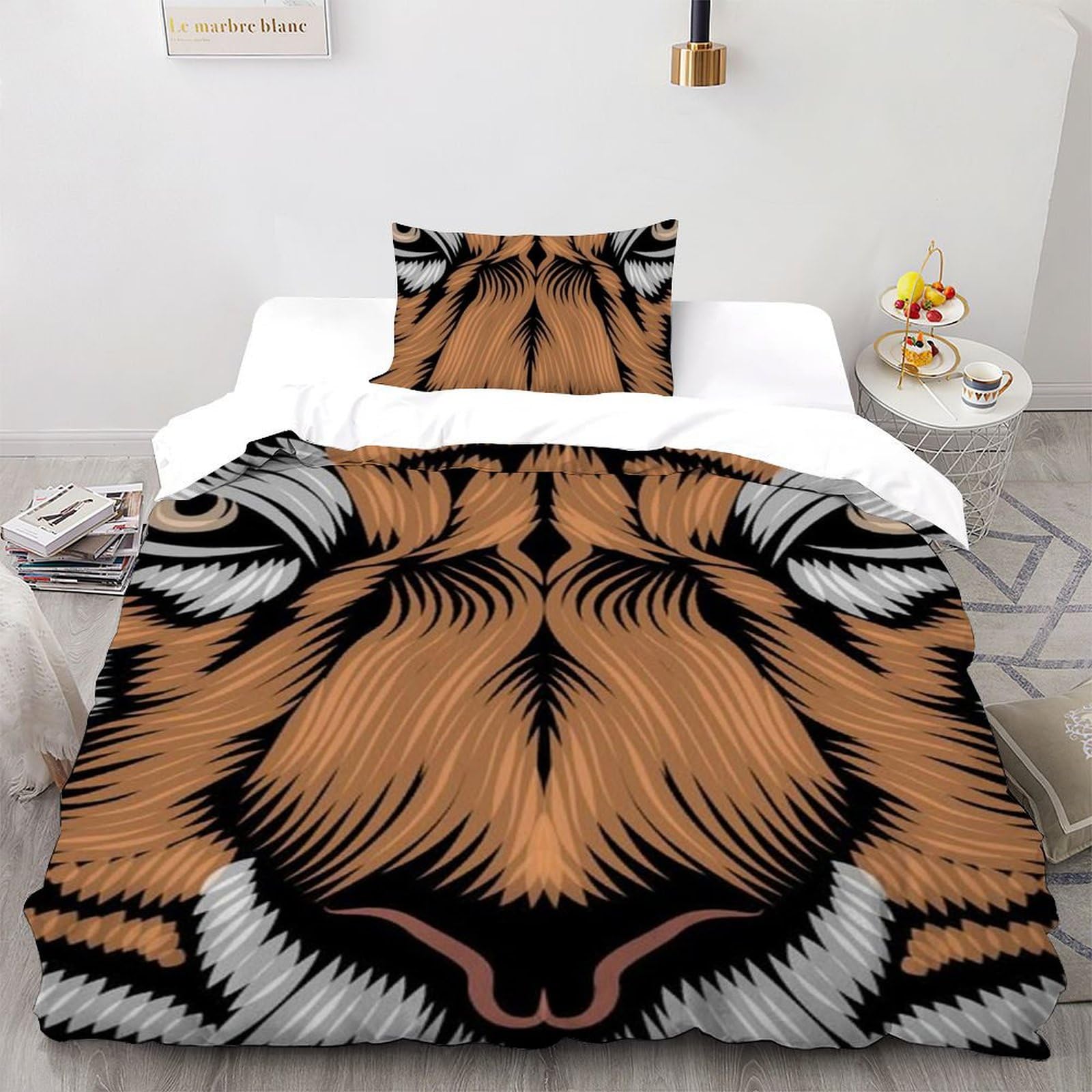 Housse de couette tigre 135x200cm en microfibre premium et impression 3D