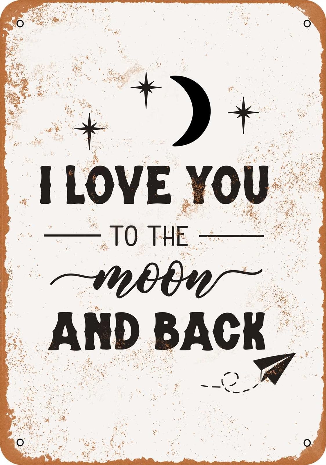 Miaomansenstore Metal Sign - I Love You To The Moon And Back 2 - Vintage Look Home Decor