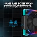 Ant Esports QuartzFlow 3-In-1 120mm ARGB Stackable Case Fan Kit with Forward/Reverse Switch and Wire Free Daisy Chain - Black gallery image