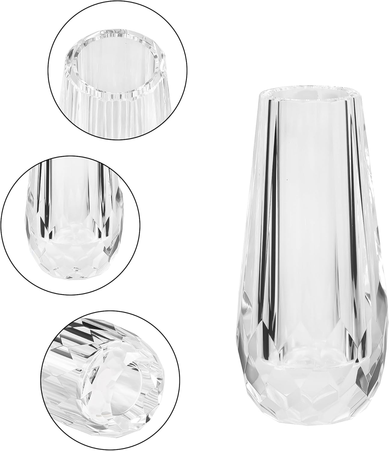 Kitcom Small Flower/Bud Crystal Vase Decorative Vases for Home or Wedding, Outline Dimensions W2.8''xH6', Clear with Gift Box