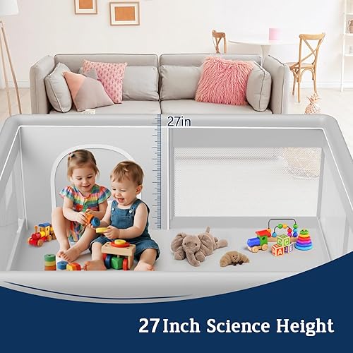 Miniatura 7 de Corralito para bebés de 74 x 50 pulgadas, corralito para bebés y niños pequeños, centro activo para interiores y exteriores, resistente corral de