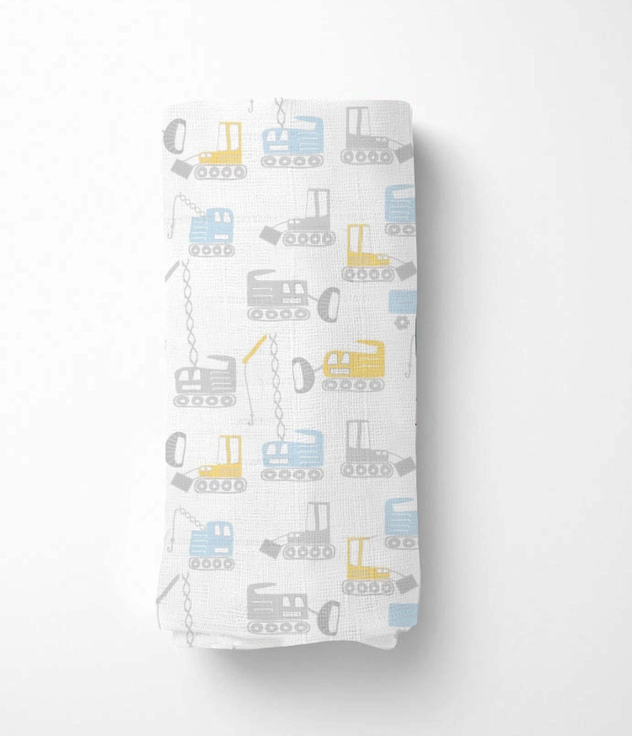 Olive Fabs Organic Muslin Swaddles, GOTS Certified Chemical Free (Blue Train)