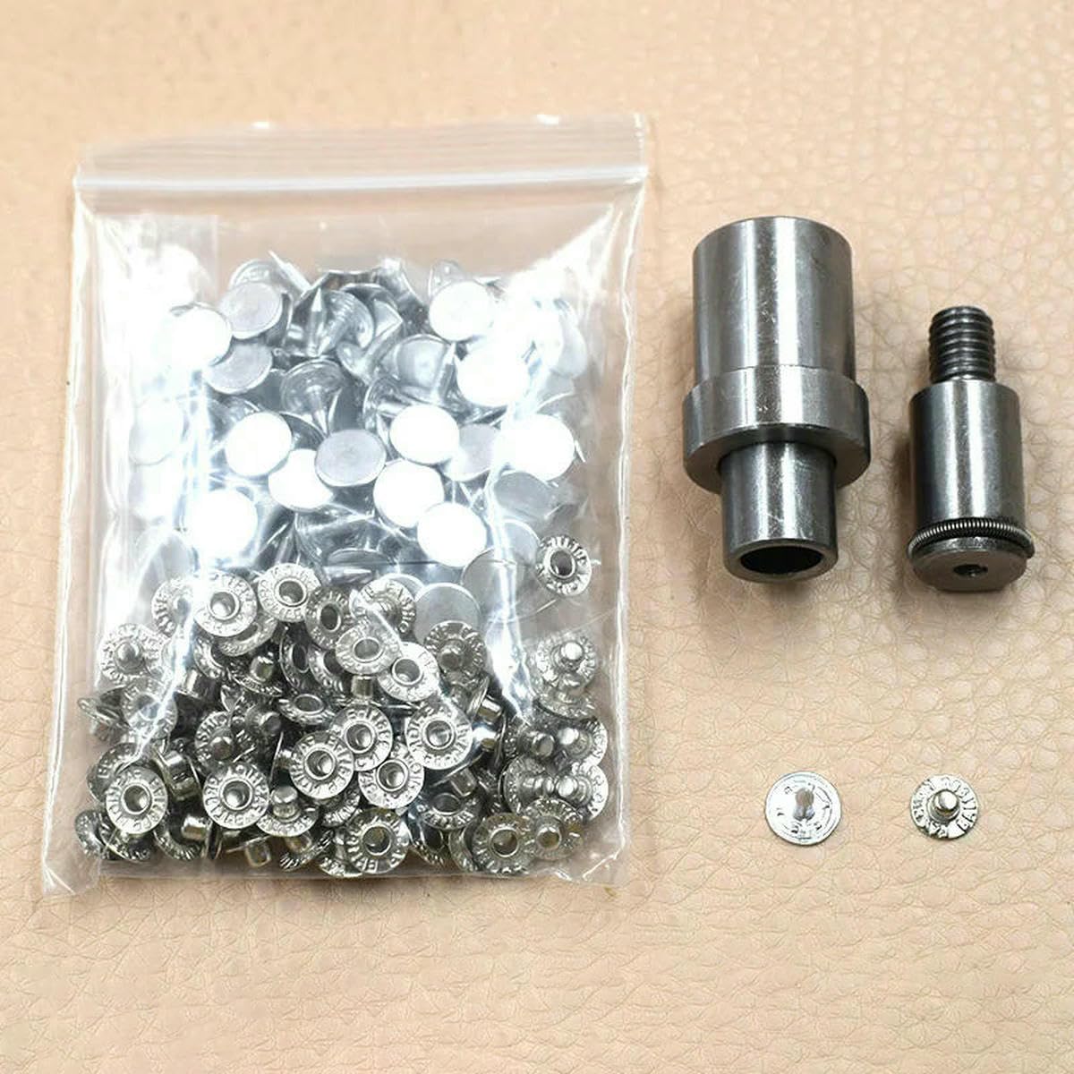 Fibbia per jeans, accessori decorativi, bottoni rotondi, rivetti a pressione manuale, fibbia per tasca, bottoni di regolazione in metallo - 100 set B e stampo