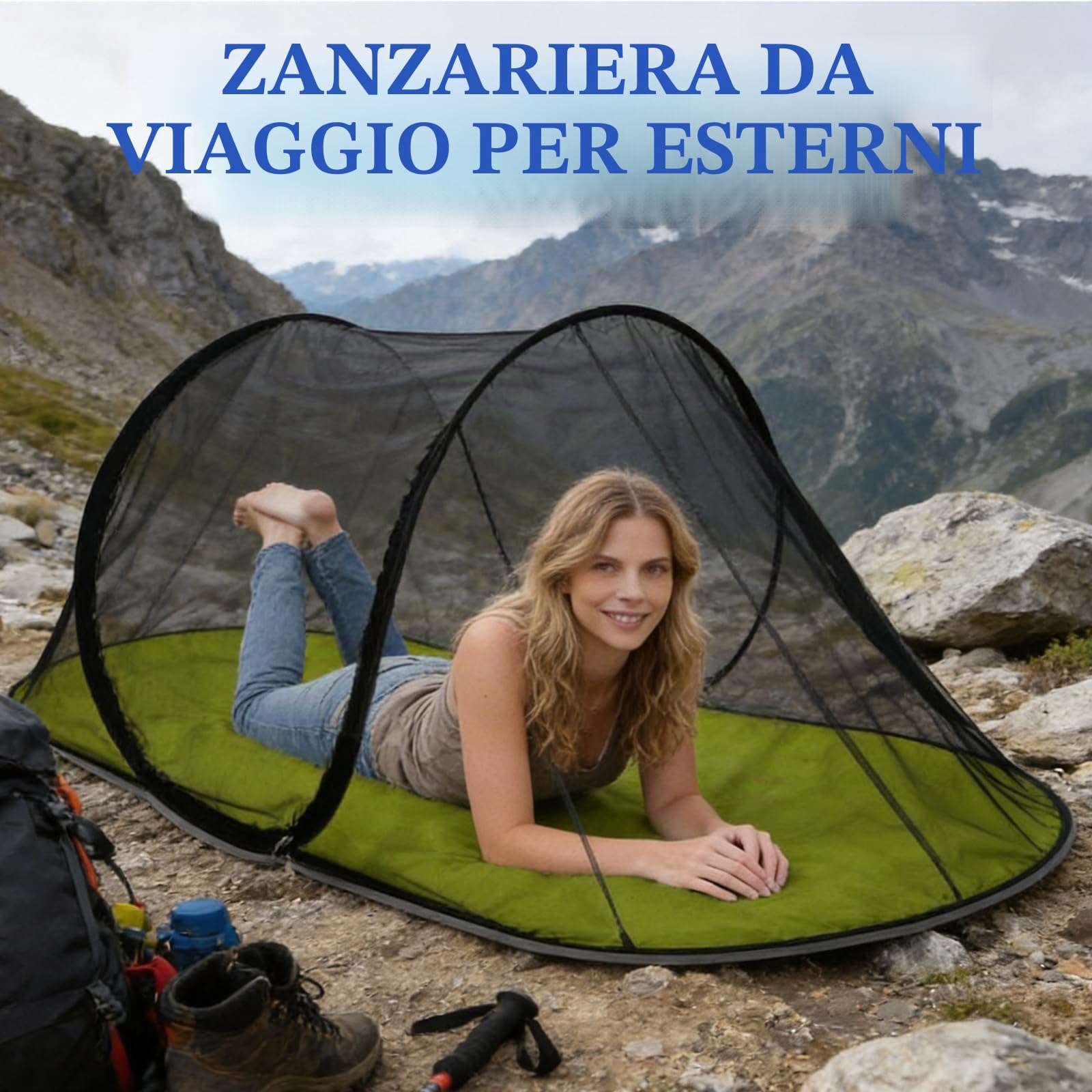 Zanzariera da viaggio pop up, zanzariera pop up, zanzariera pop-up, zanzariera pieghevole per la testa, per biancheria da letto, campeggio, viaggi