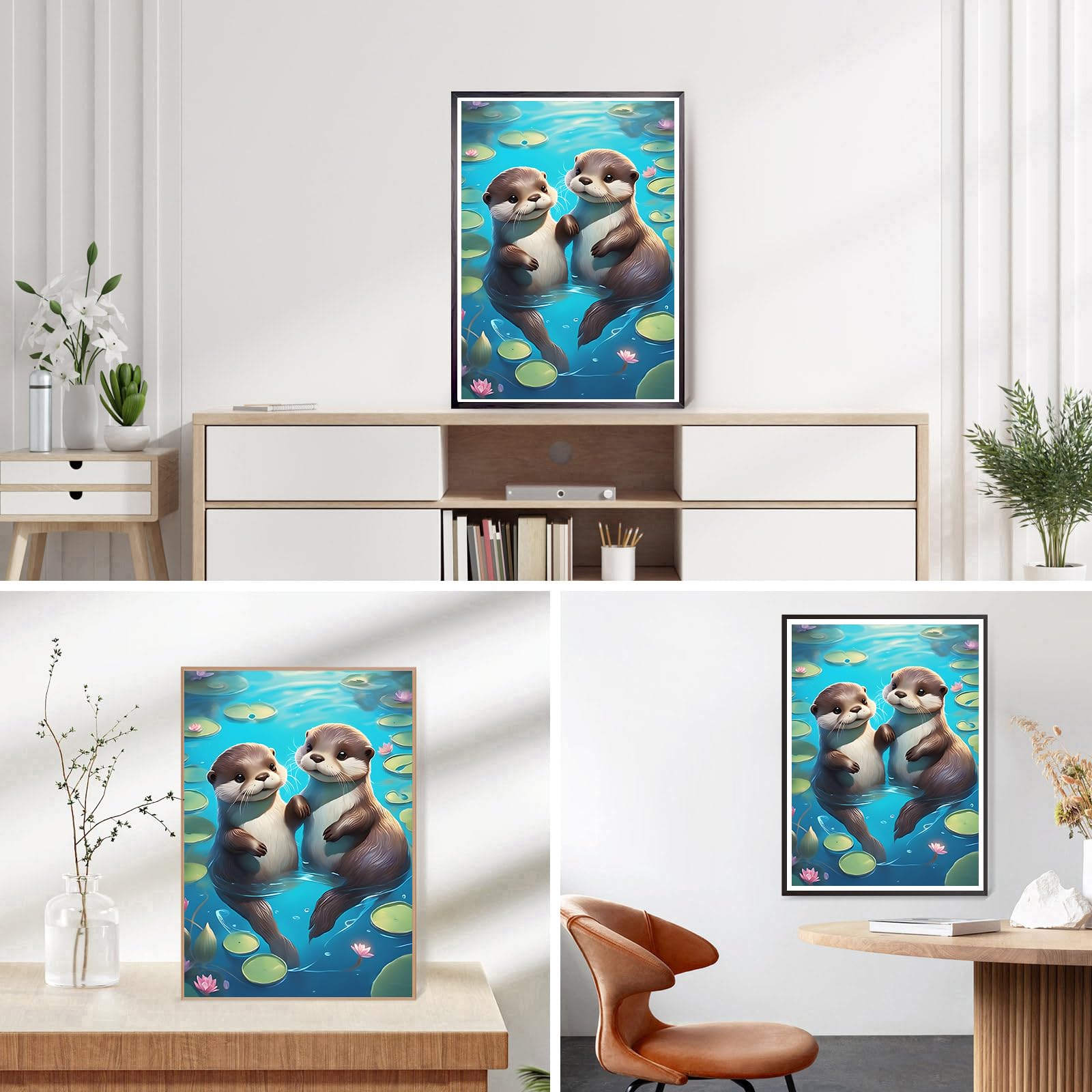 GDYEEH 5D DIY Baby Otters Diamond Painting Kits, Full Drill Cartoon Diamond Art Painting Kits voor volwassenen beginners, doe-het-zelf 5D Painting by Numbers Diamond Art Kits voor thuis