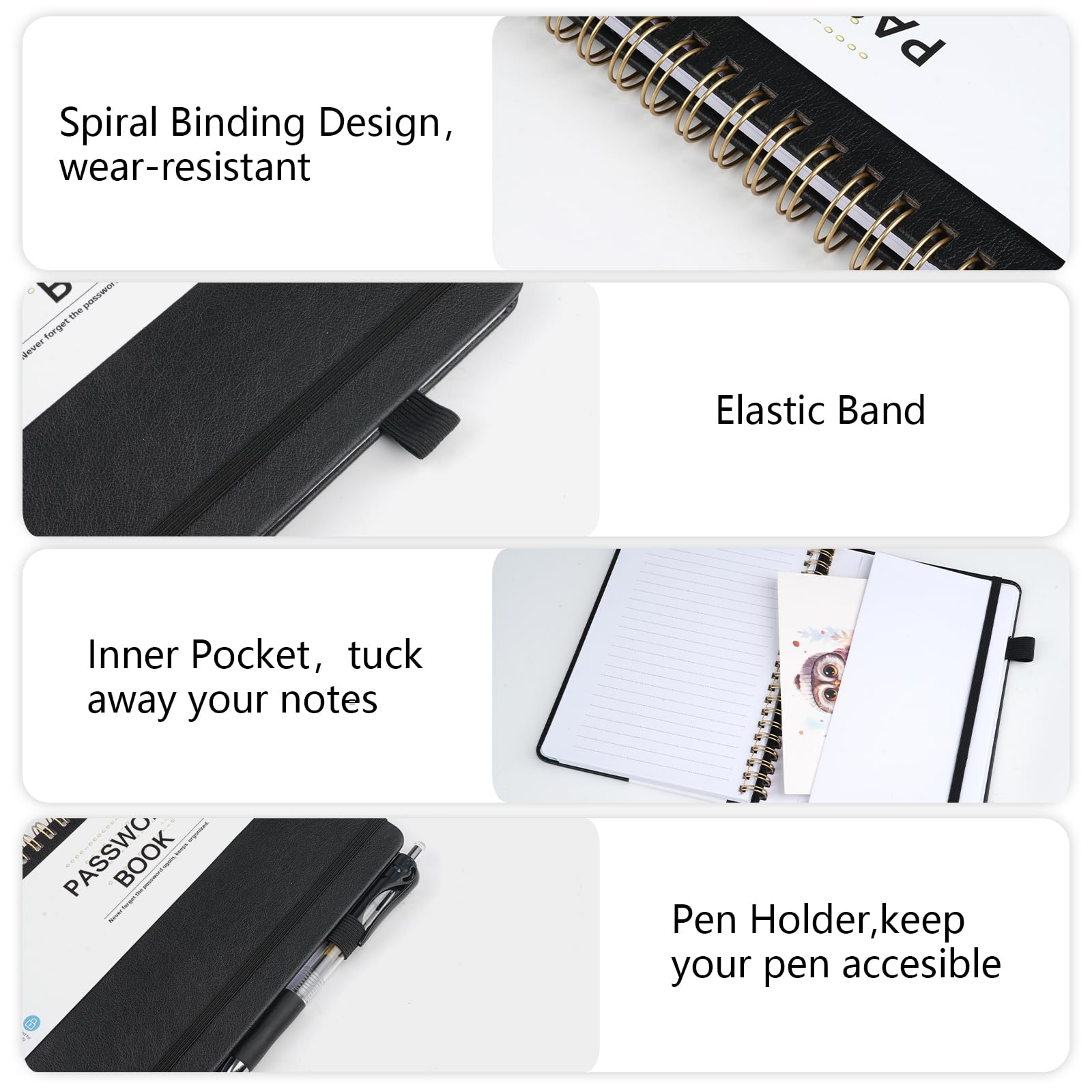Moosono Password Book Alphabetical with Tabs, Address Books, Spiral Password Notebook - Image 3