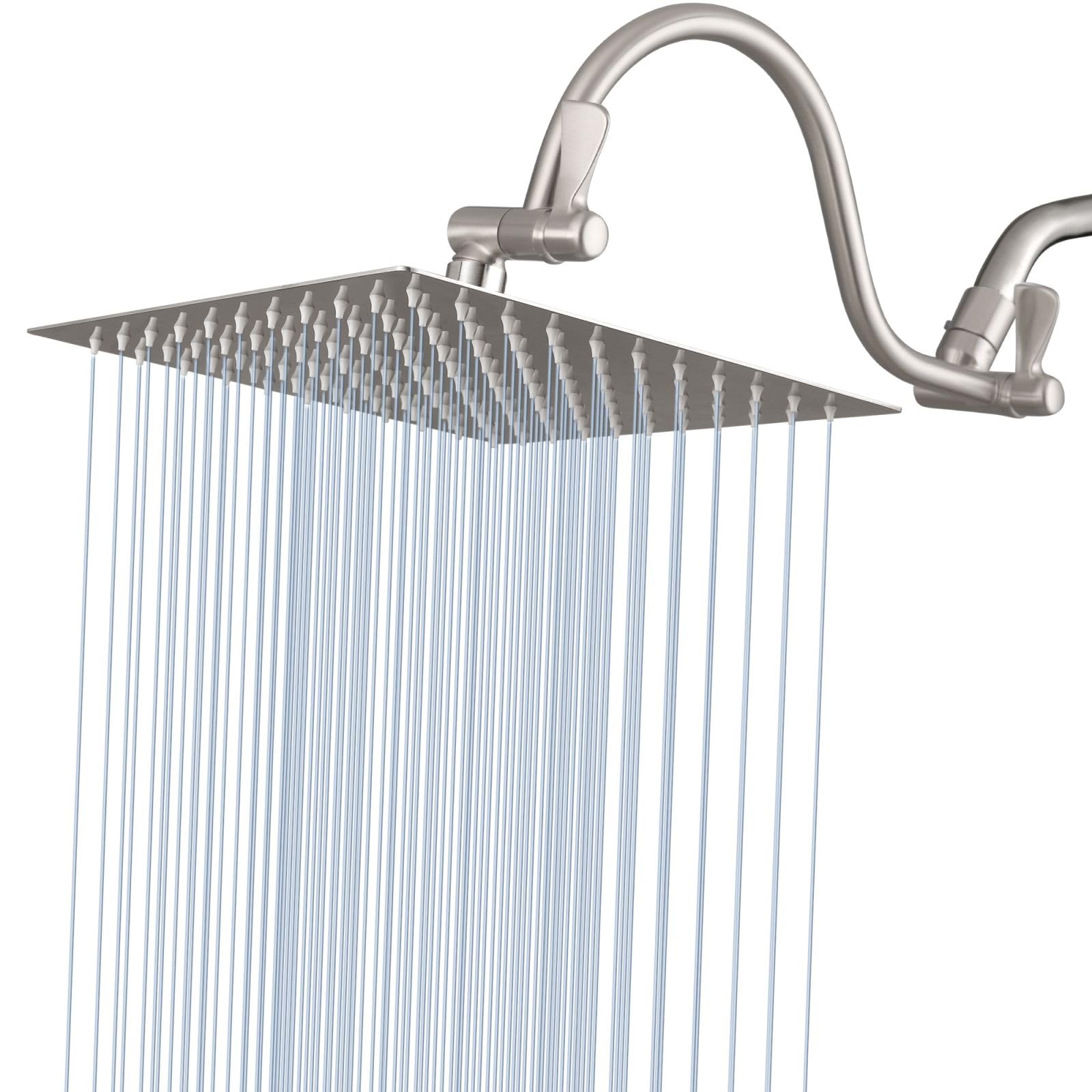 Pommeau de douche carré 25,4 cm grand format avec bras d'extension réglable 2,5 GPM