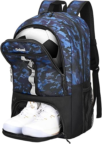 Goloni Bolsa de fútbol juvenil, bolsa de baloncesto con compartimento para pelotas y compartimento para zapatos, mochila para fútbol, voleibol,