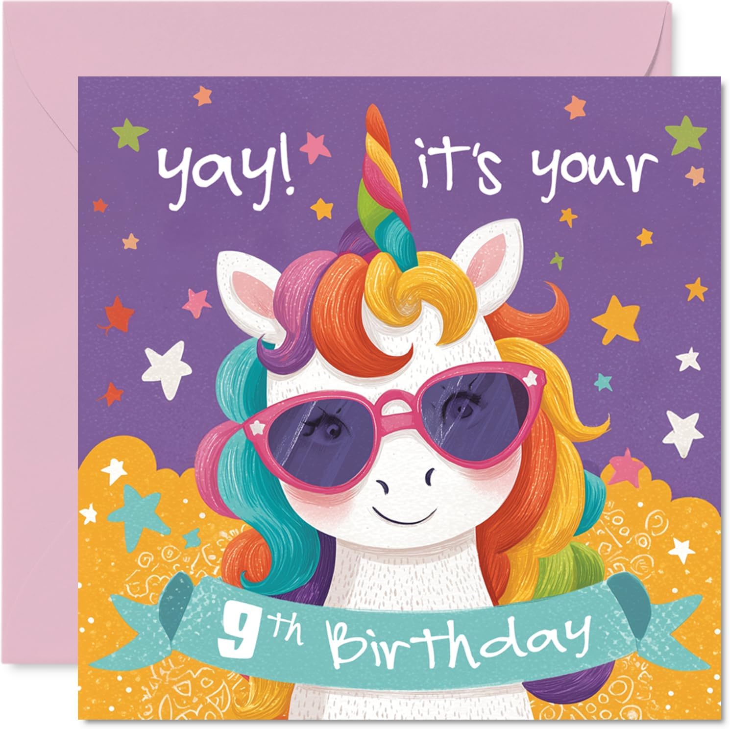 Stuff4 9th Birthday Cards for Boys Girls - Yay! It's Your Birthday - Happy Birthday Card for 9 Year Old Boy Girl Nephew Sister Daughter Cousin, 5.7 Inch Bday Greeting Cards