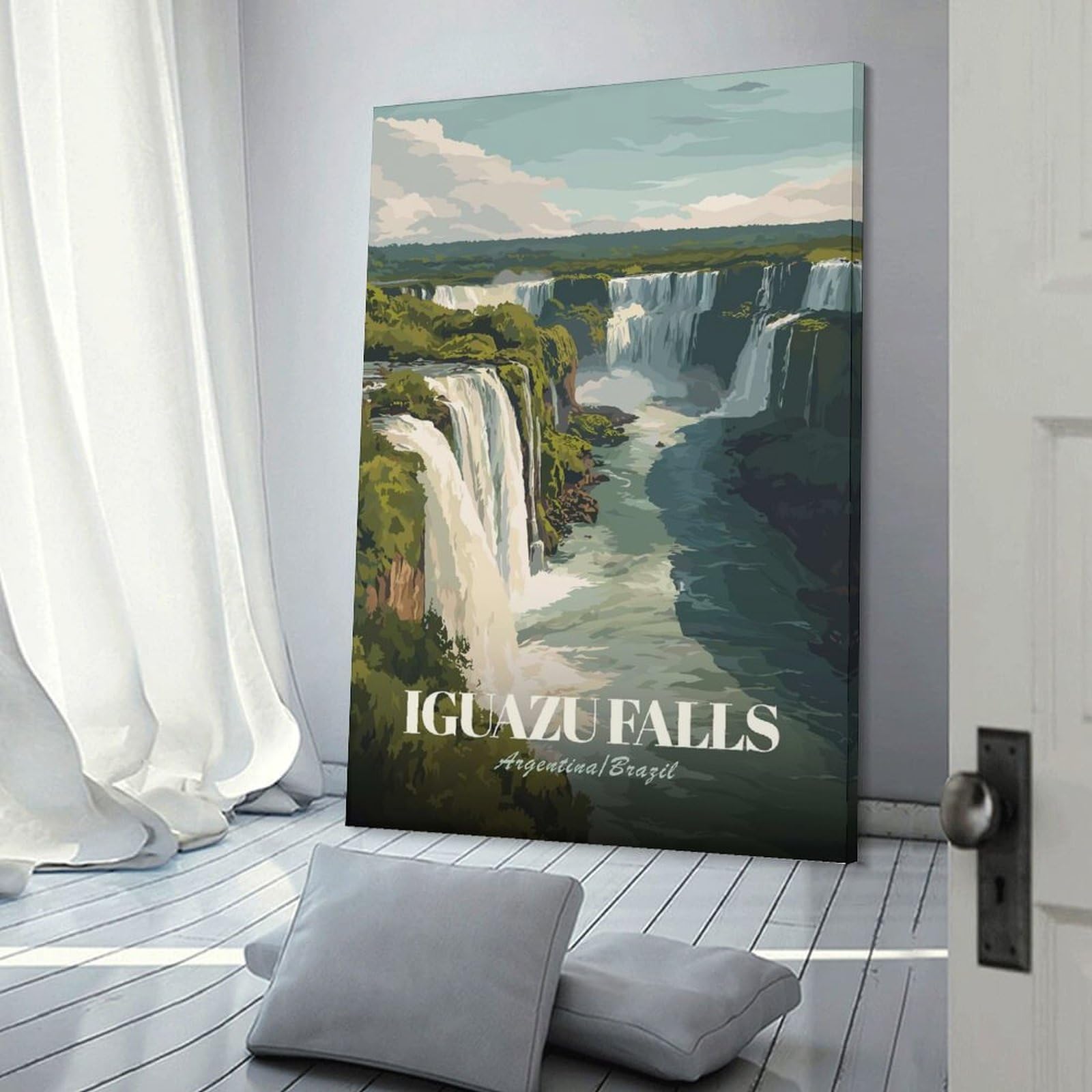 Junmoney Home Decor Wall Art Iguazu Falls Argentina Brazil, 24x36inch(60x90cm), for Workspace Walls, Study Corners Or Bedrooms, A Smart Decor Choice for Study Walls
