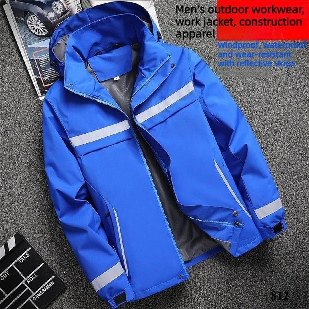 Men's Jacket Construction Outdoor Work Windproof Waterproof Tape Reflective Strip Coat