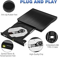 Vista 3 de Gotega Unidad de DVD externa USB 3.0 tipo C USB C, portátil, CD/DVD +/-RW, unidad de disco externa, reproductor de DVD externo para portátil, CD/DVD
