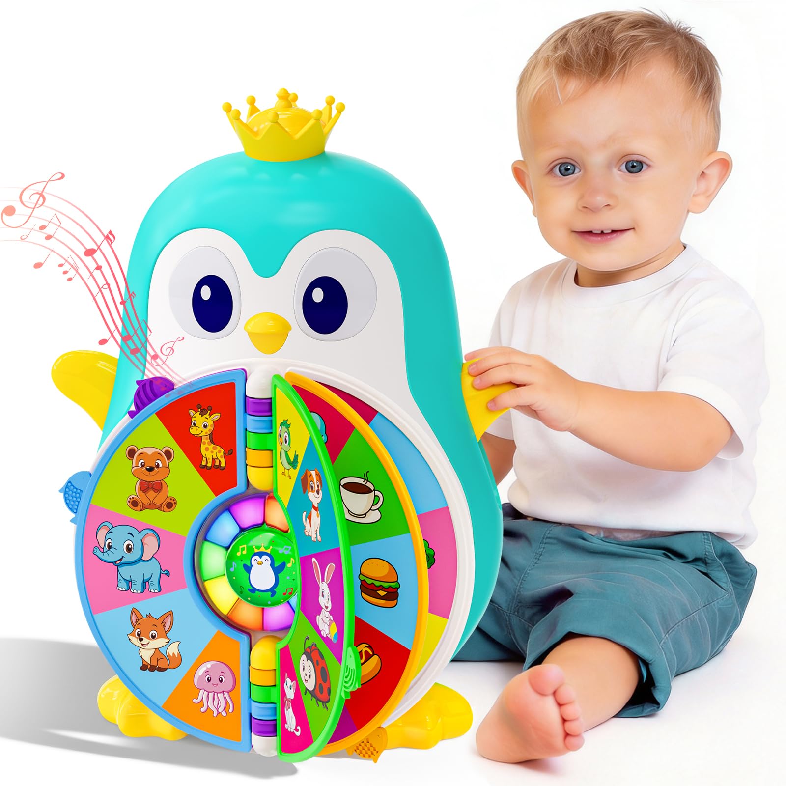 Musical Penguin Toys for 1 Year Old Boy, Learning Toy for Toddlers 1-3, Interactive Educational Toy with Lights & Sounds, Birthday Gifts for 1 2 Year Old Boys Girls