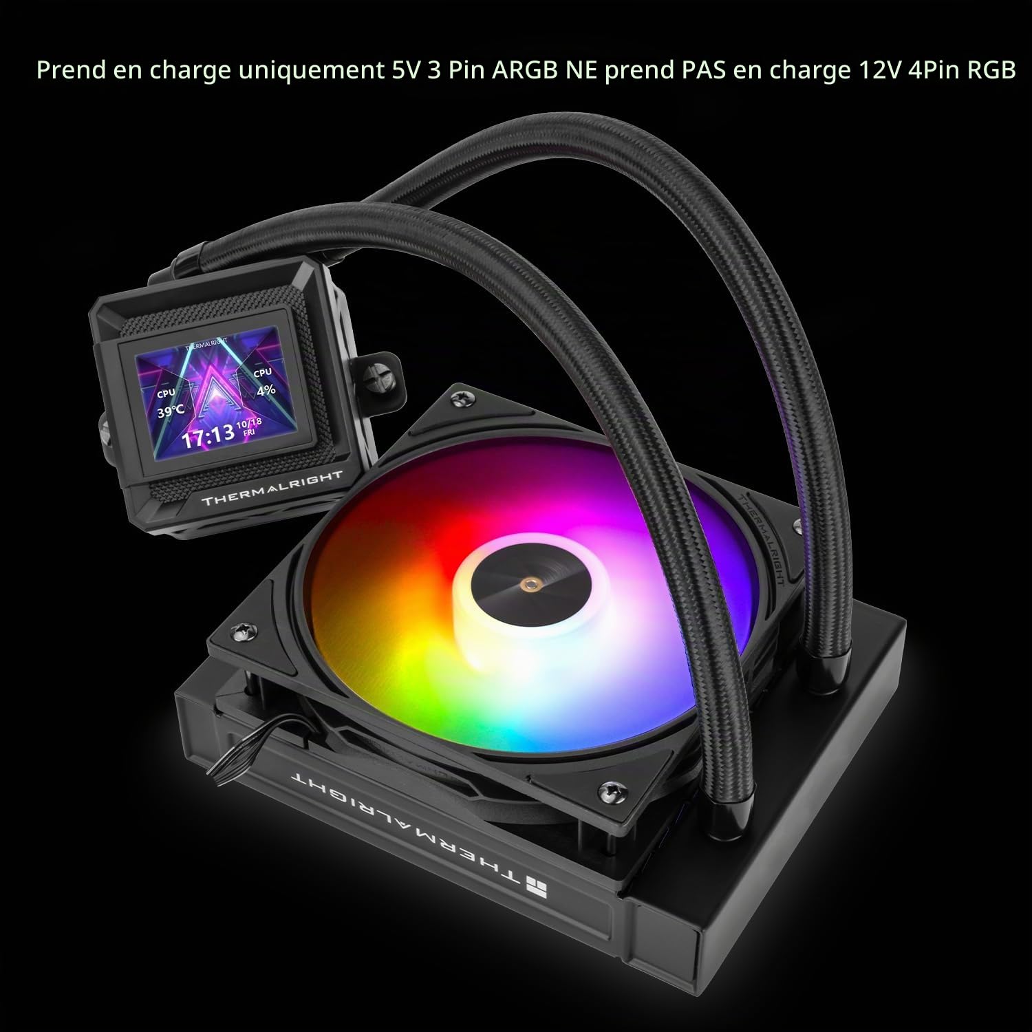 TR FW SE 120 ARGB Noir - Refroidisseur d'eau AIO, Refroidisseur de CPU liquide, Écran LCD de 2 pouces avec une résolution de 320x240, 2000 tr/min à grande vitesse, compatible avec AM4/AM5, Intel