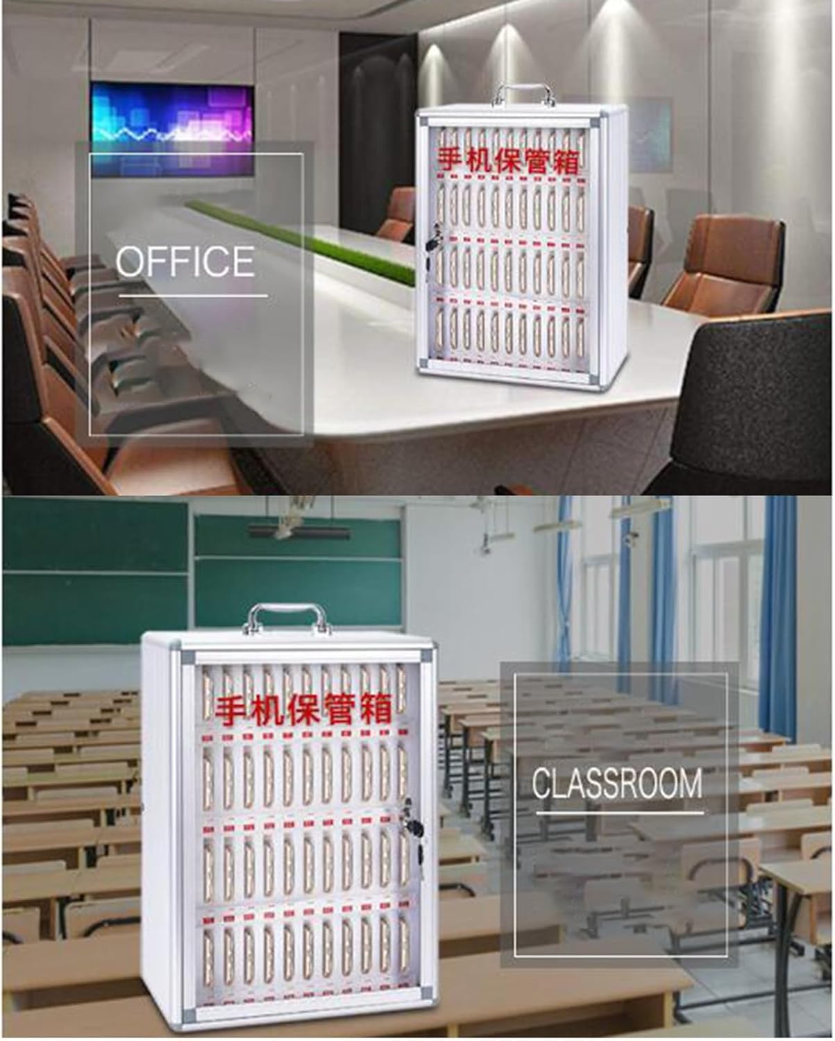 12~60-bit Portable Mobile Phone Safe Wall-Mounted Mobile Phone Storage Box with Lock Mobile Phone Cabinet for School, Hospital, Students and Employees Protect Equipment(48 bits)