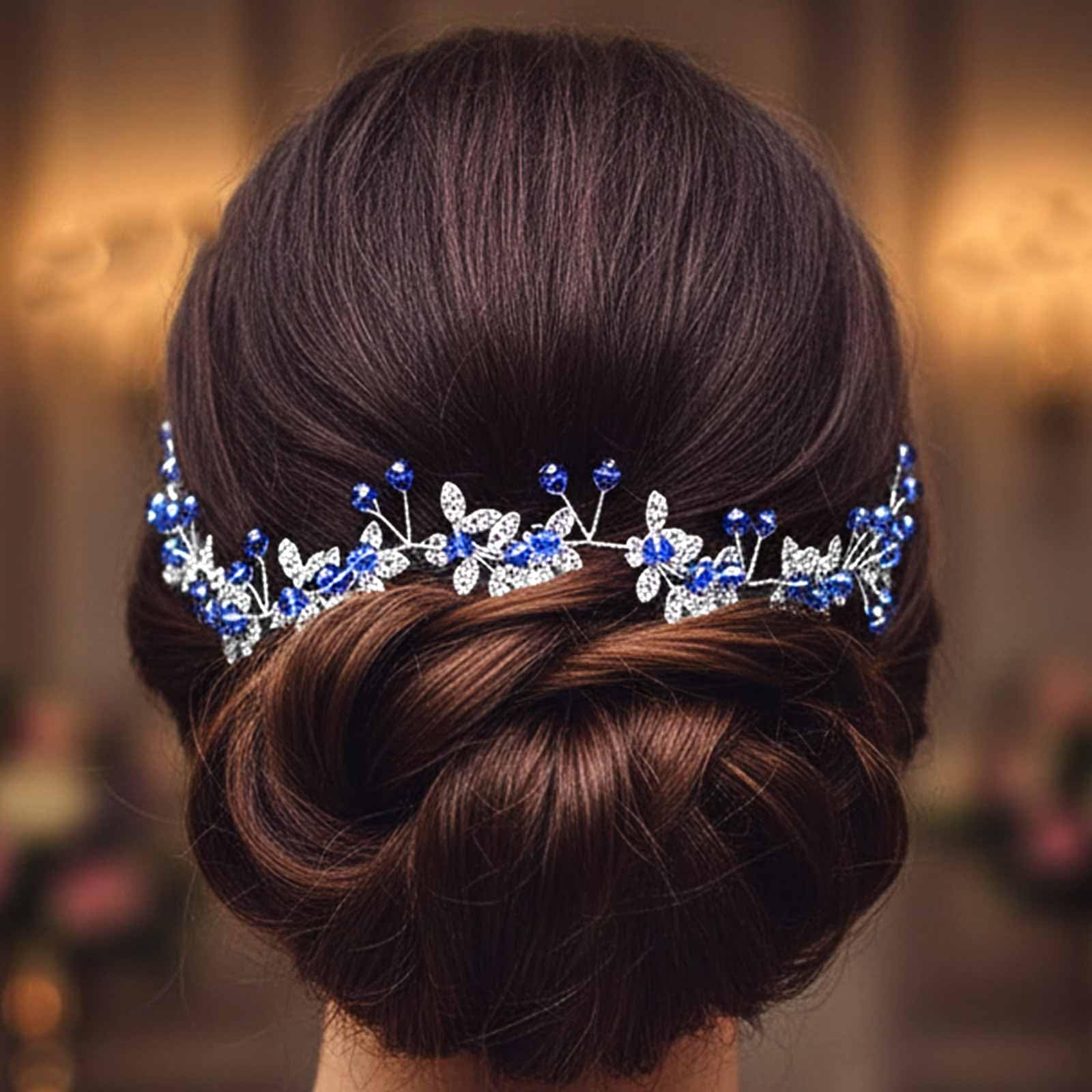 Bride De Tête En Cuir Avec Cristal Bleu – Taille Et Couleur Au Choix