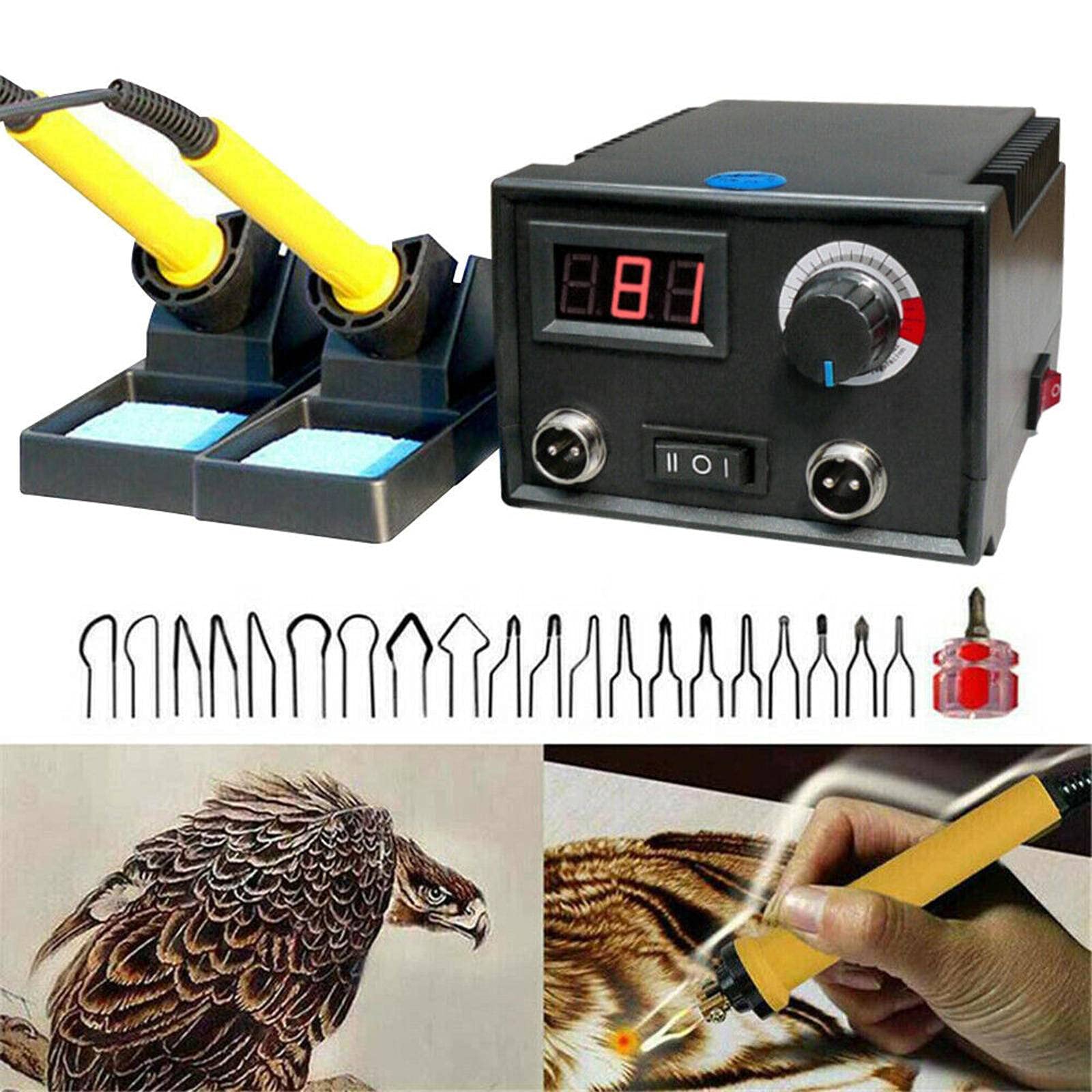 Máquina de pirografía digital de doble pluma para artesanías en madera y calabazas