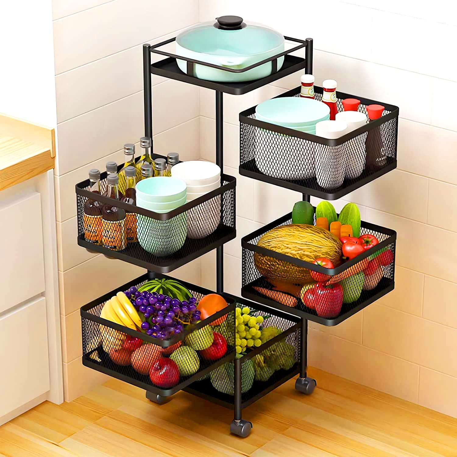 CreativeBuzz Kitchen Trolley with Wheels Kitchen Organizer Items and ...