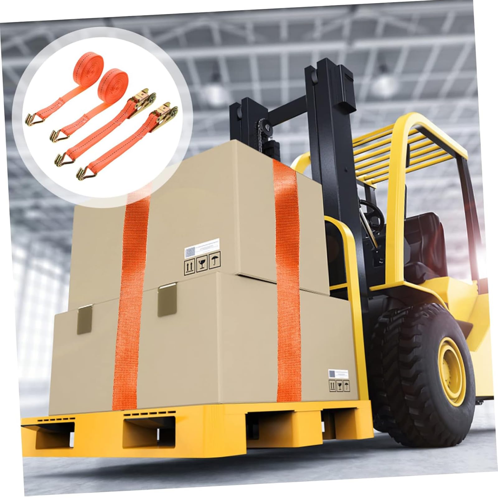 Cinchas de Amarre 25 mm 800 KG Naranja Correa Trinquete DIN EN 12195-2 10M