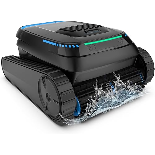 (2026 Upgraded) Robotic Pool Cleaner, Cordless Pool Vacuum for Inground & Above Ground Pools, 120-Min Battery Life, 5000 GPH Suction, Cleans Floor/Wall/Waterline, for Up to 1800 Sq.Ft Pool,Deep Black.