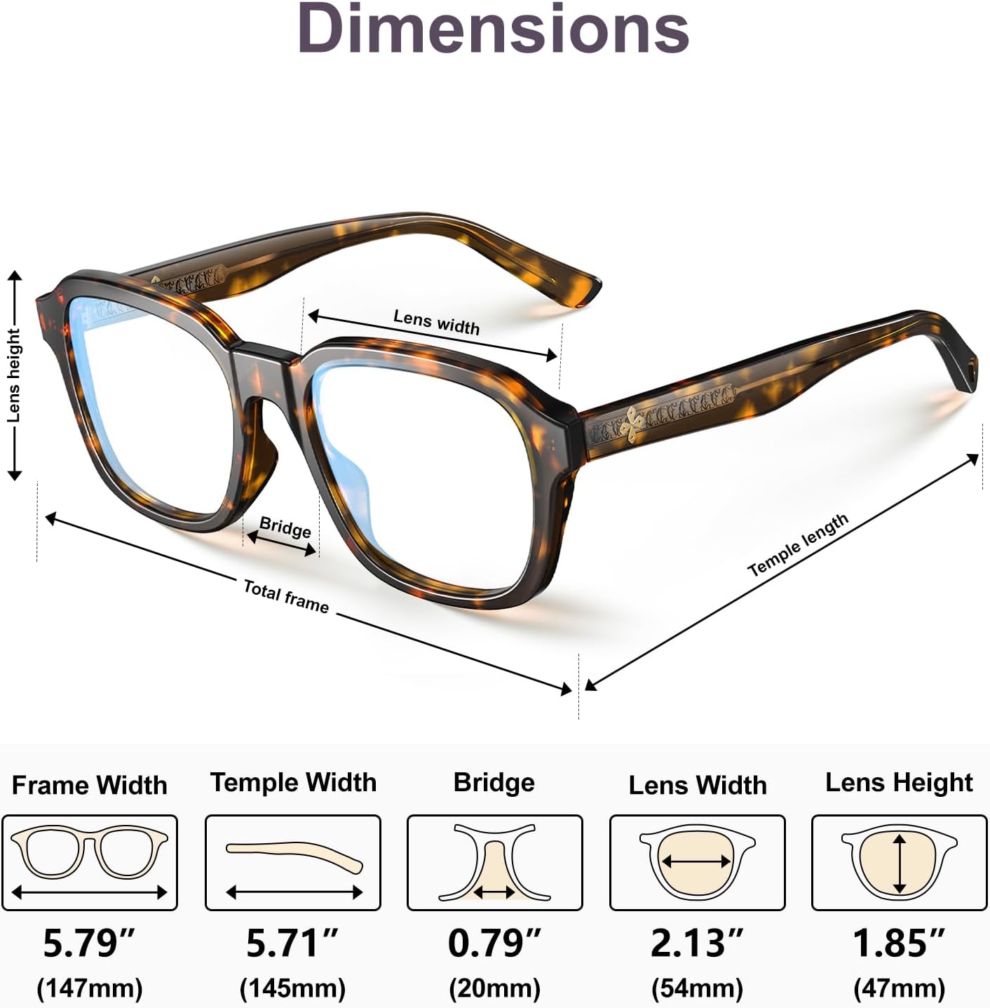 VISOONE Oversized Square Blue Light Blocking Glasses Fashion Computer Eyewear for Women and Men BENNETT - Image 6