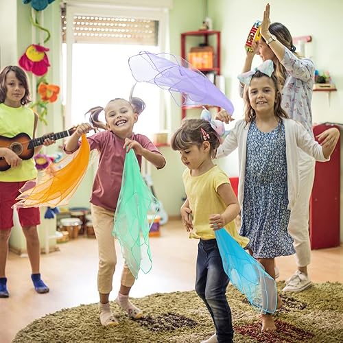 Miniatura 2 de Colovis Paquete de 30 bufandas de baile, 15 colores cuadrados de malabarismo, bufandas de seda de truco mágico, bufanda de movimiento musical para