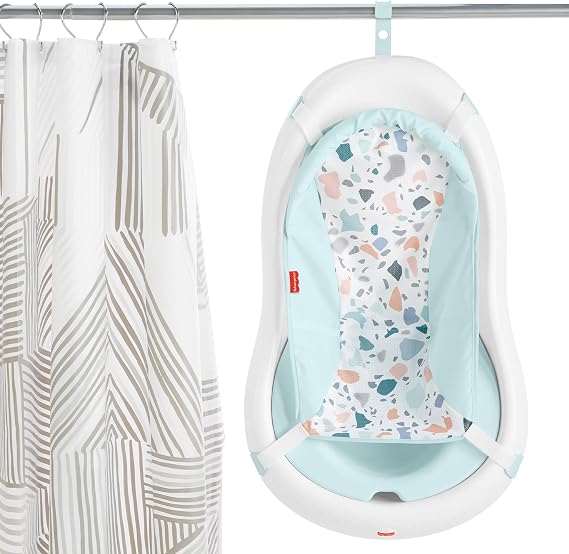 Fisher-PriceTM Baby to Toddler Bath 4-in-1 Sling 'N Seat Tub with Removable Infant Support and 2 Toys, Pacific Pebble