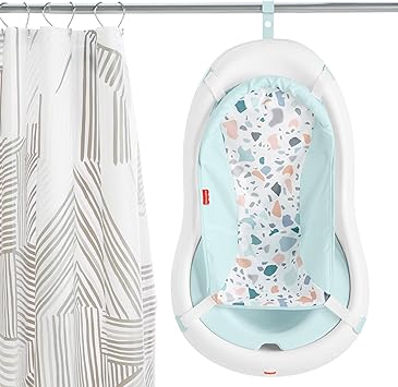 Fisher-PriceTM Baby to Toddler Bath 4-in-1 Sling 'N Seat Tub with Removable Infant Support and 2 Toys, Pacific Pebble