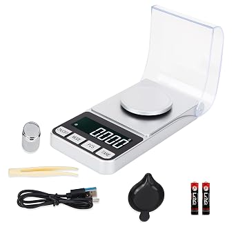 Rechargeable High Precision Digital Milligram Scale 100g/0.001g Jewelry Scale, Gram Scale, Pocket Scale, Food Scale for Powder Medicine, Gold, Gem, Reloading, with 50g Calibration Weigh