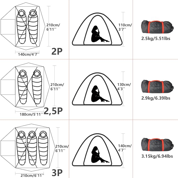 Carpa liviana impermeable para 3 personas, 3 estaciones miniatura 7