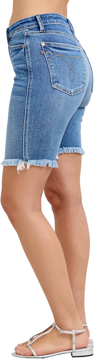 Judy Blue Womens Jean Shorts - High Waisted Bermuda Short