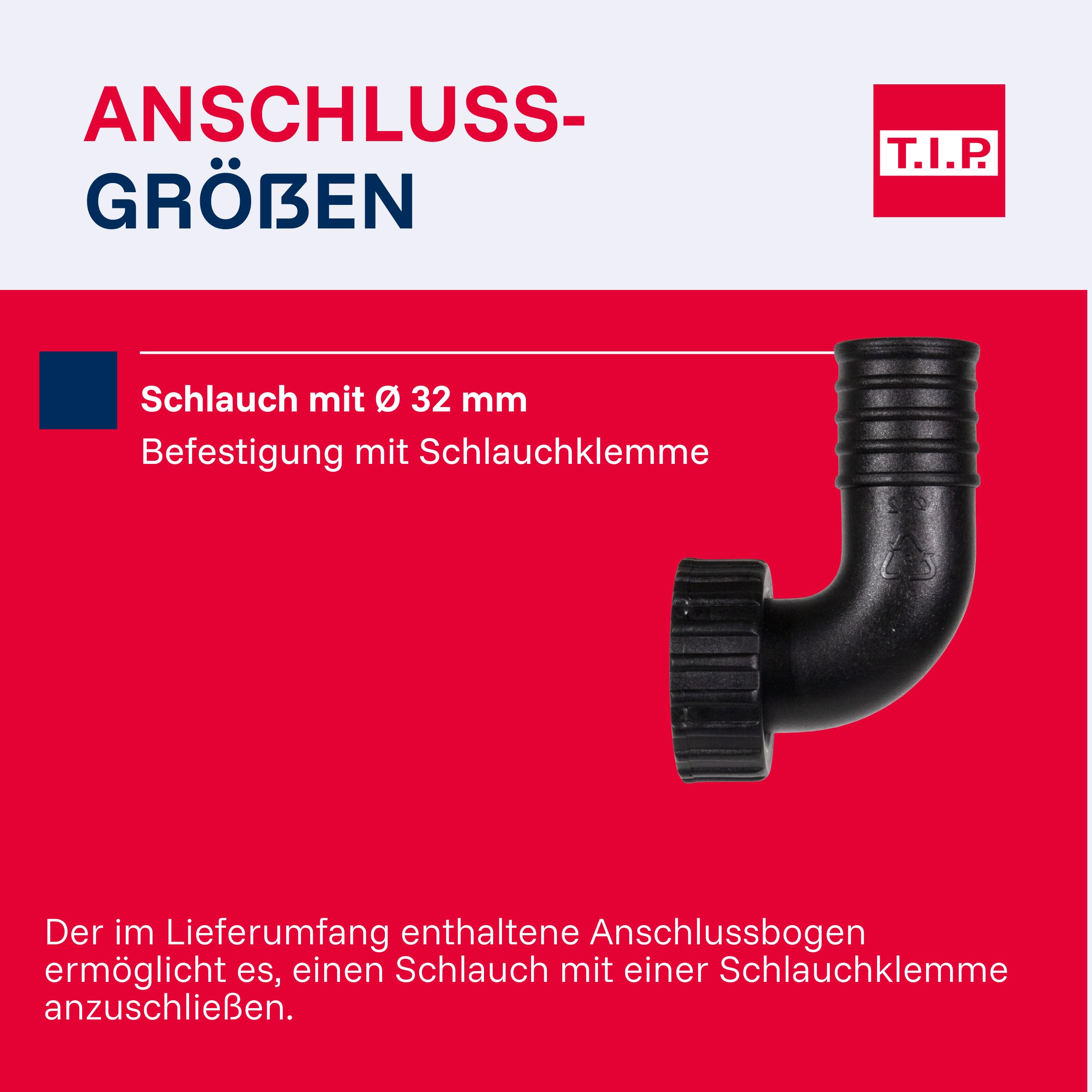 T.I.P. Schmutzwasser Tauchpumpe (7.000 l/h Fördermenge, 5 m Förderhöhe, 0,5 bar Druck, 300 W, 20 mm Korngröße, GFK Pumpengehäuse, VORTEX Laufrad, Inkl. Schlauchanschlußbogen) TVX 7000, 30268