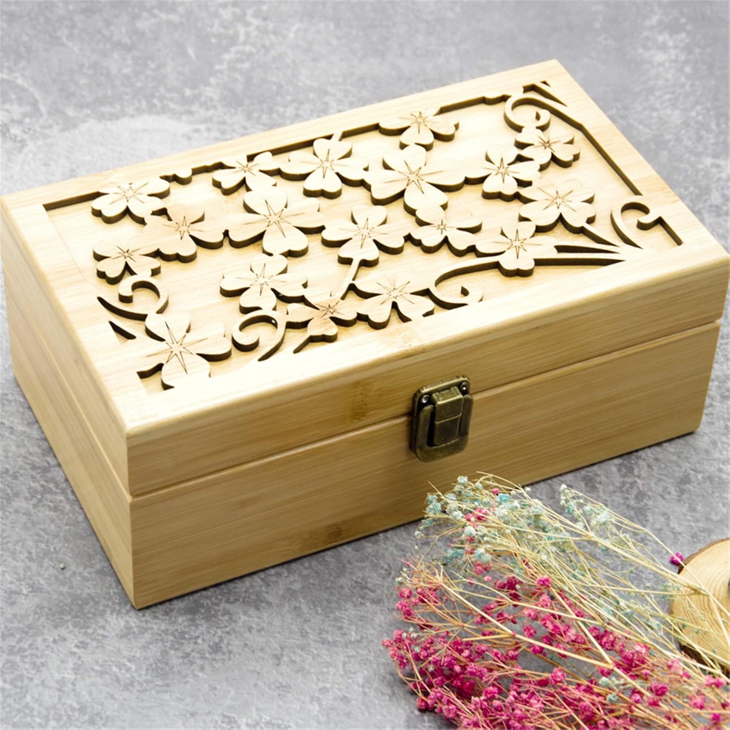 Pure Vie Bamboo Essential Oil Storage Box Travel Organizer Case with Bottle Cap Label - Aromatherapy Nail Polish Fragrance Container, Holds 24 Bottle for 5-30ml - Keep Scented Oil Safe & Space Saver