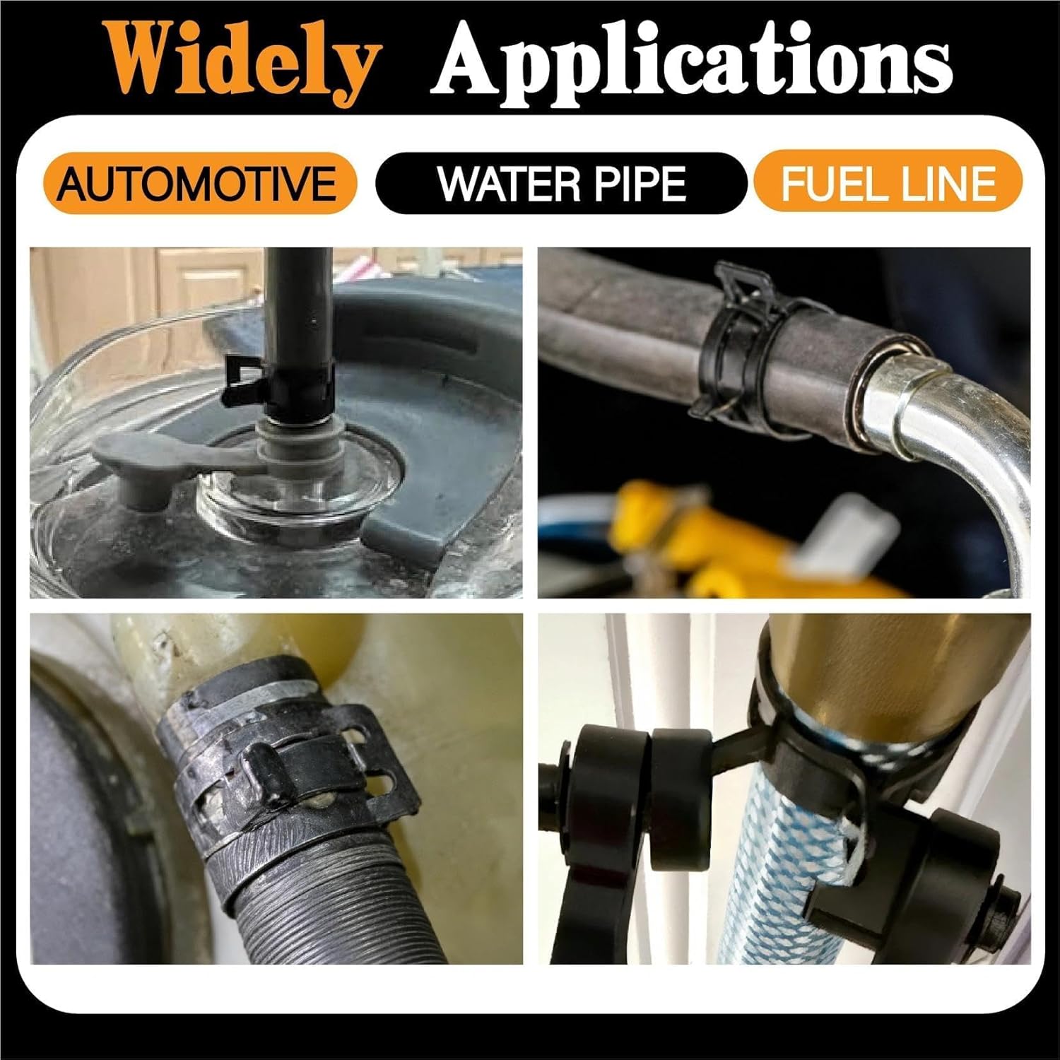 355Pcs 6-25mm Spring Hose Clamps Assortment Kit With Swivel Flat Clamp Plier and Removal Plier,Radiator Hose Clamp,Black Hose Clips for Automotive Fuel Line,Silicone Vacuum