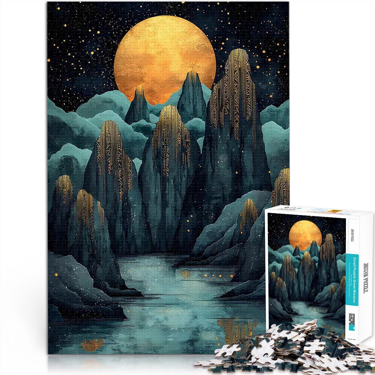Picchi di luna dorata Puzzle da 2000 pezzi per adulti Giocattoli che creano dipendenza e sfidano l'intelligenza del cervello per la decorazione della casa 70x100cm
