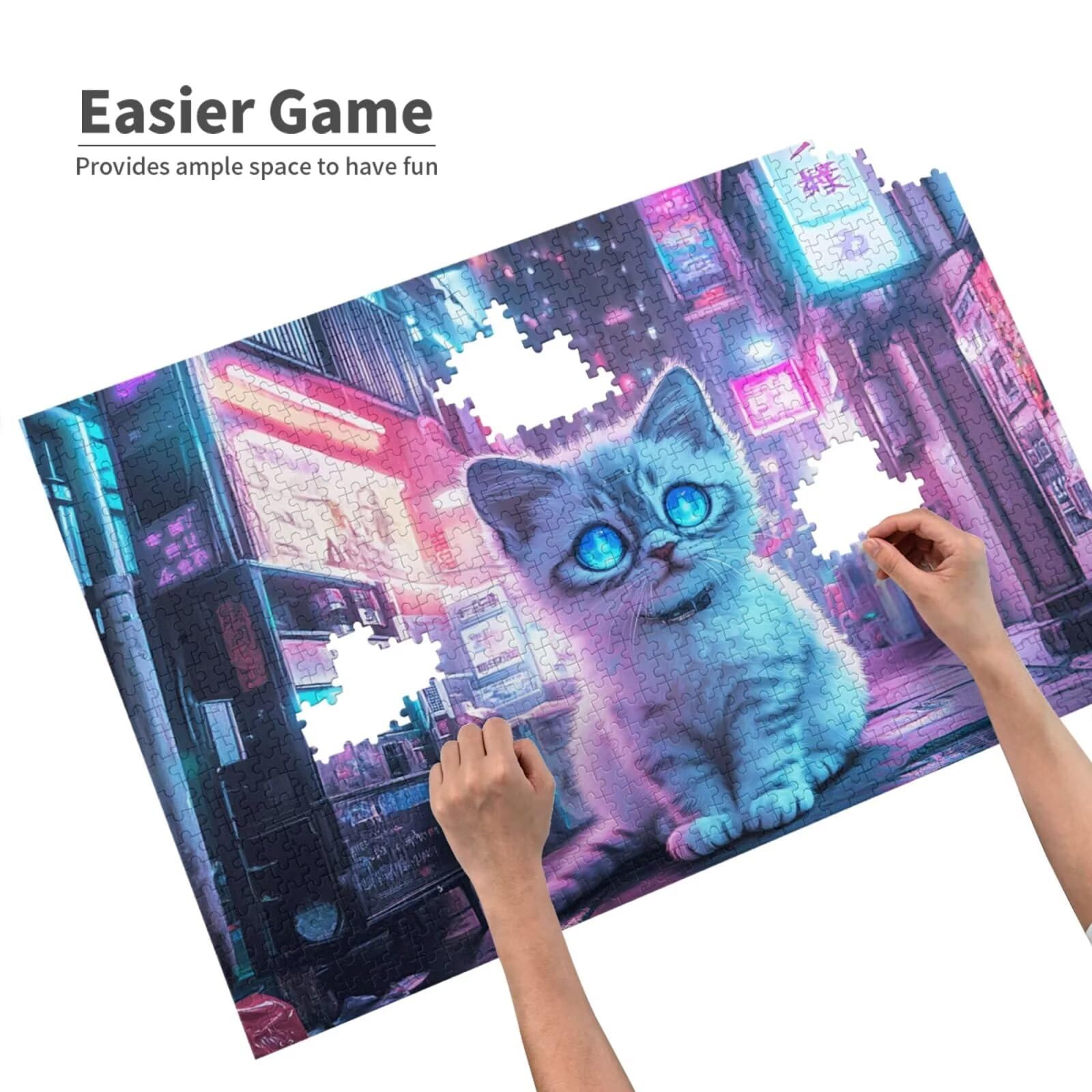 Puzzle kot, 1500 elementów, puzzle uliczne dla dorosłych, z pudełkiem na prezent, "zrób to sam", duże drewniane puzzle dla dorosłych, gra zręcznościowa dla całej rodziny, prezenty dla kobiet, 87 x 57