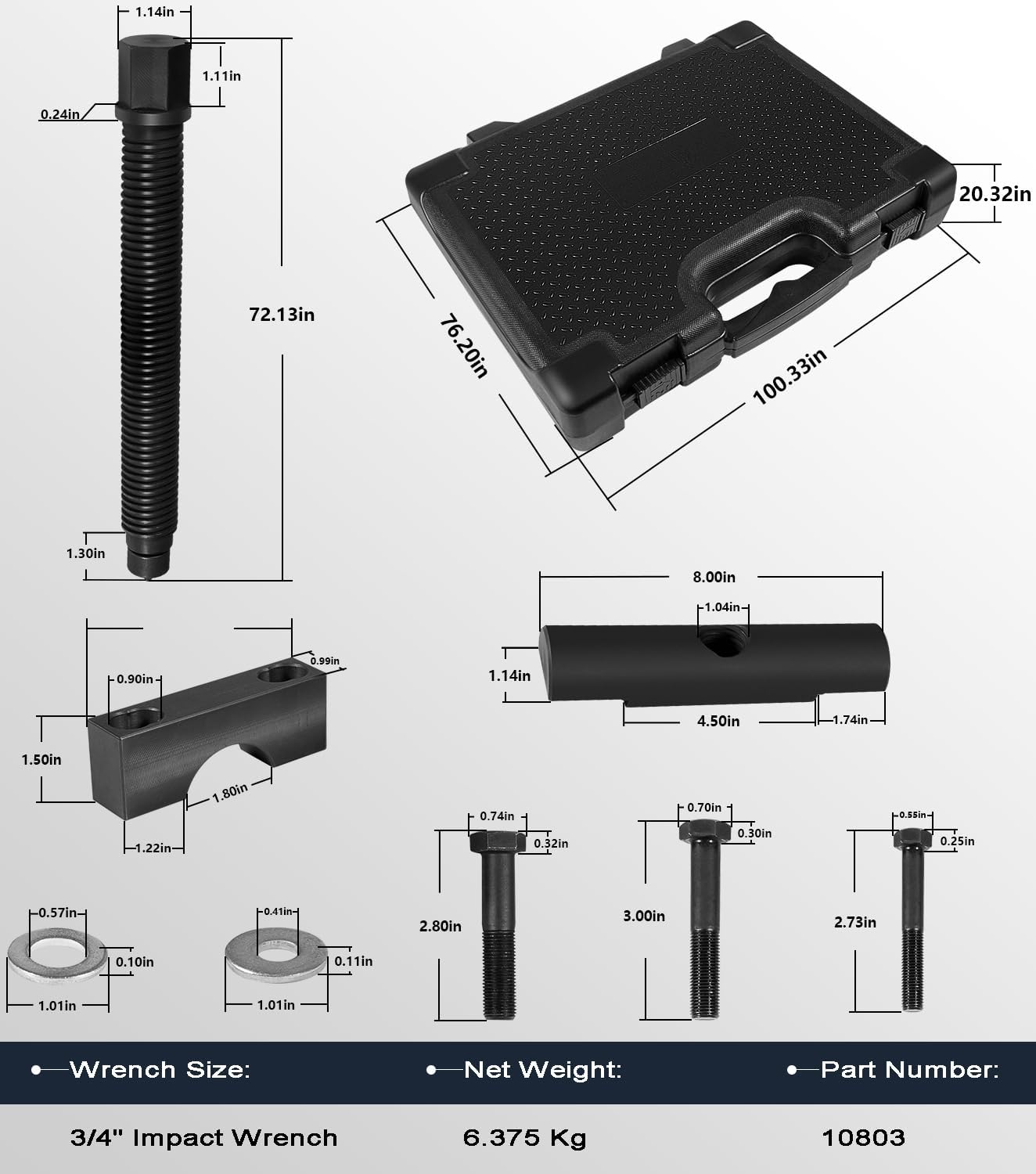 Camoo 10803 Heavy Duty Yoke Puller, Commercial Yoke Removal Tool Kit Made for Commercial Trucks & Semi Truck, Heavy Duty Trucks, Works on Class 6-8 Transportation Trucks and Equipment