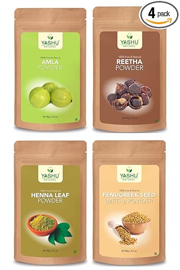 YASHU Pure Reetha (Aritha) Fenugreek Seed Herbal Henna Amla Organic Powder for Hair Conditioning | Dried Hair Care | For Men & Women (400g)