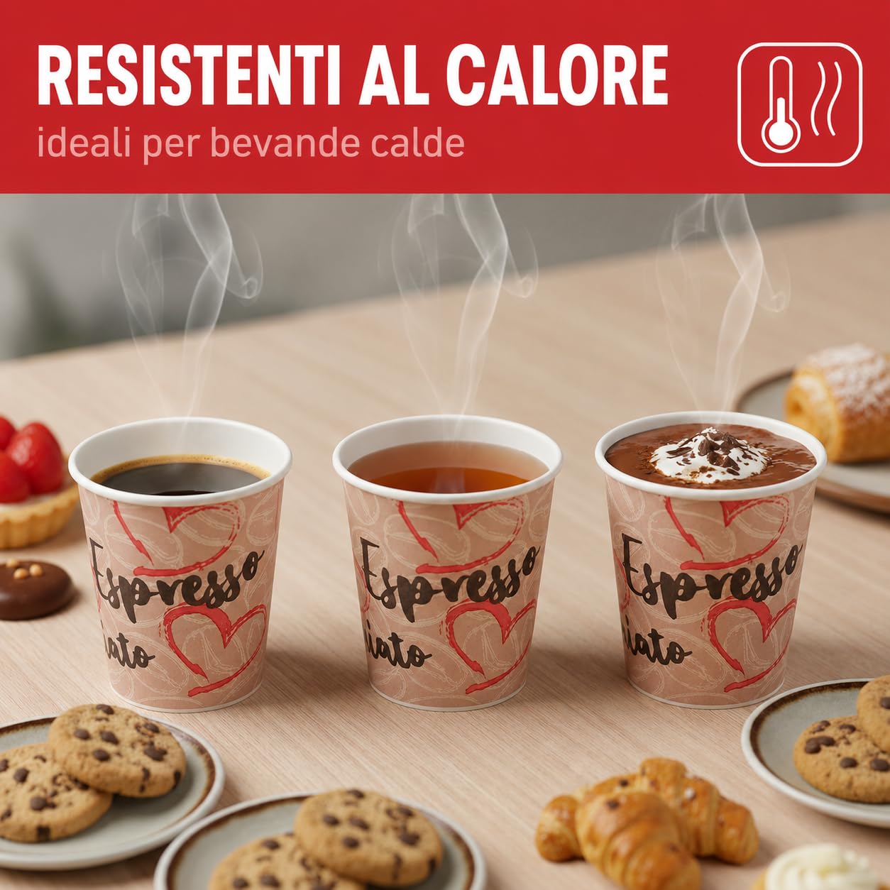 Caffetti 150 Bicchierini Caffè Carta 90 ml Made in Italy, 3 Stecche da 50 Bicchieri Monouso per Espresso, Tazzine Usa e Getta per Bar, Ufficio, Asporto, Bevande Calde, Tema Cuore